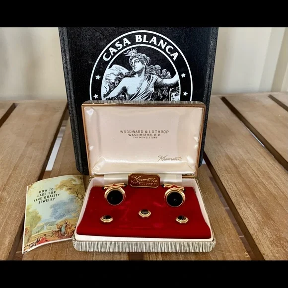 Vintage Krementz Art Deco Cufflink Set in Case - Picture 5 of 7